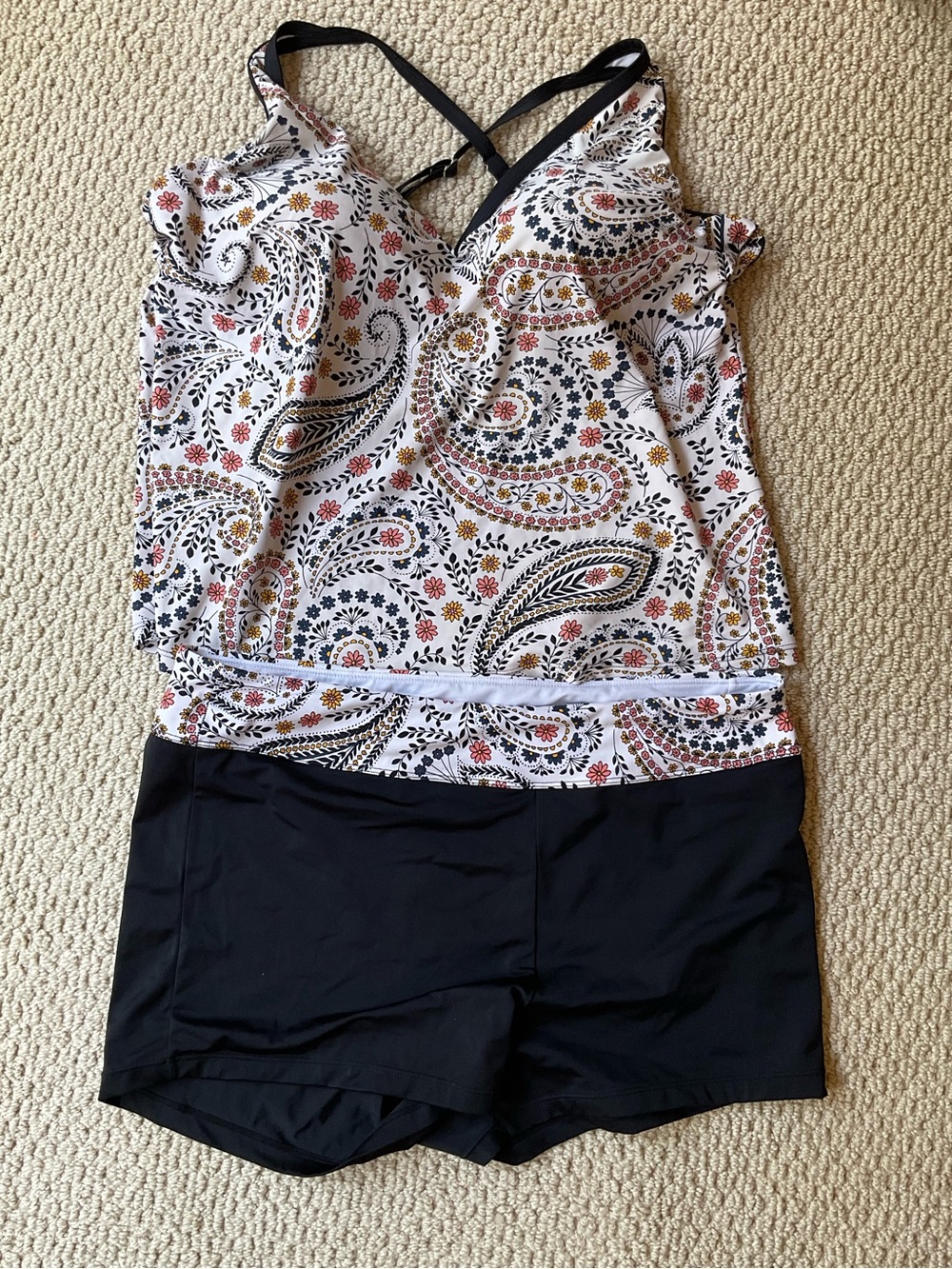 South Point Paisley Print Two-Piece Tankini Set.